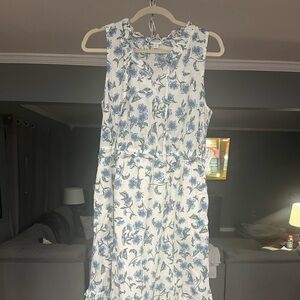 J. Crew Blue and White Floral Midi Dress